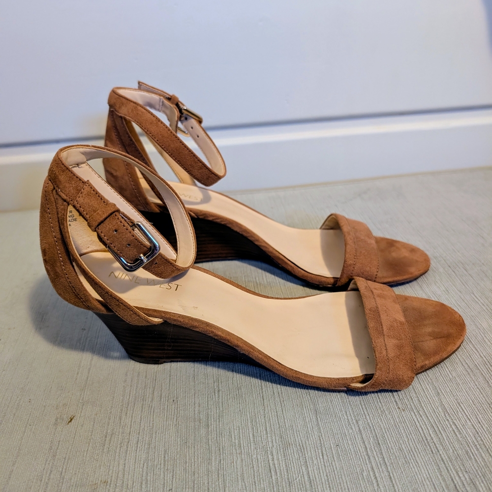 Nine West Tan Wedge Sandals